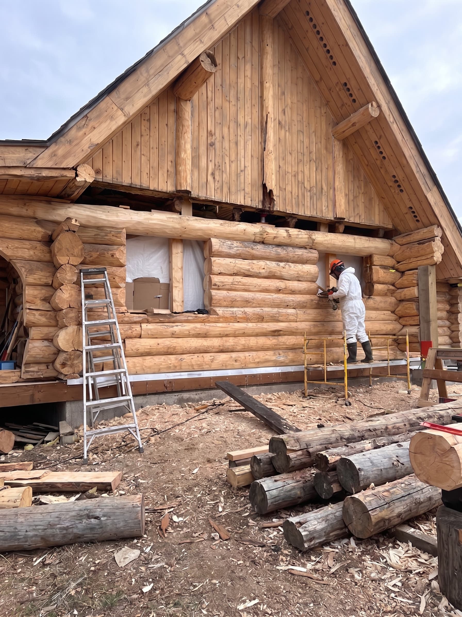 Active restoration — stripping and prepping logs